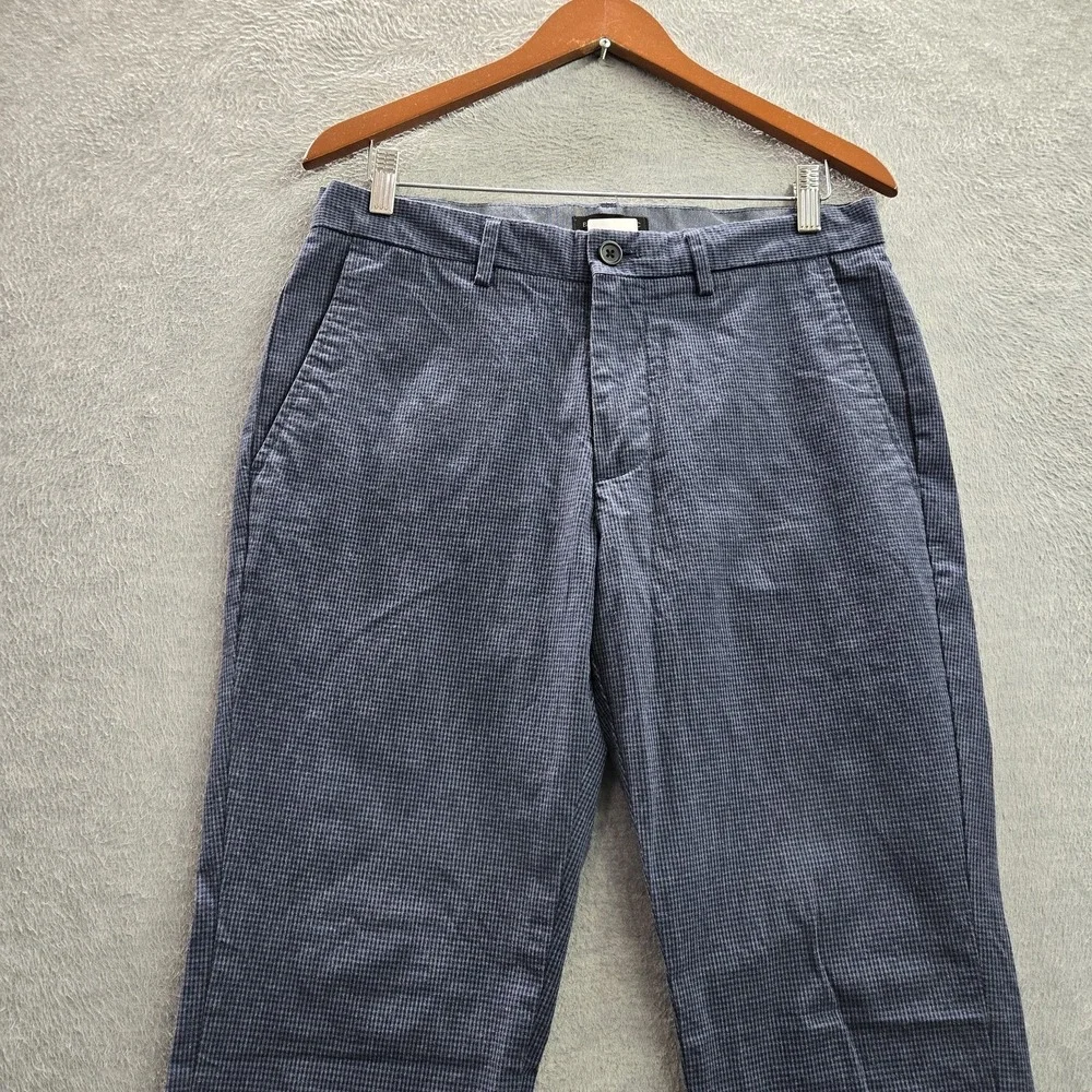 Banana Republic Men Pants 31X30 Blue Check Chino Aiden‎ Fit Button Slim